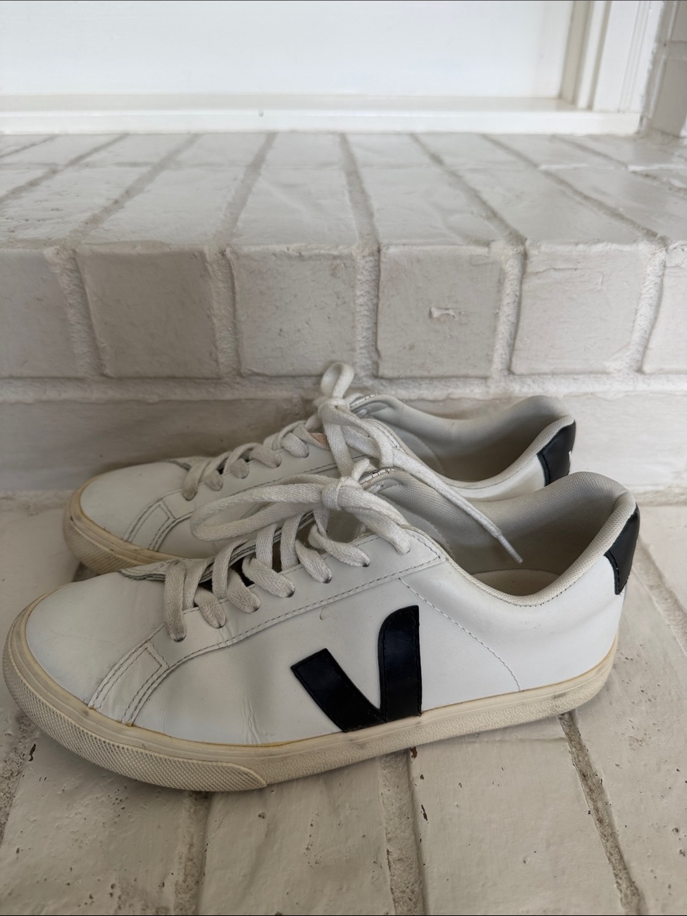 Veja White Sneakers with Black V Logo